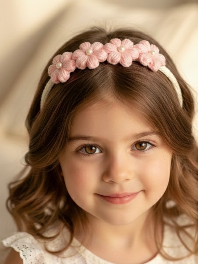 Pink puffy flower hairband