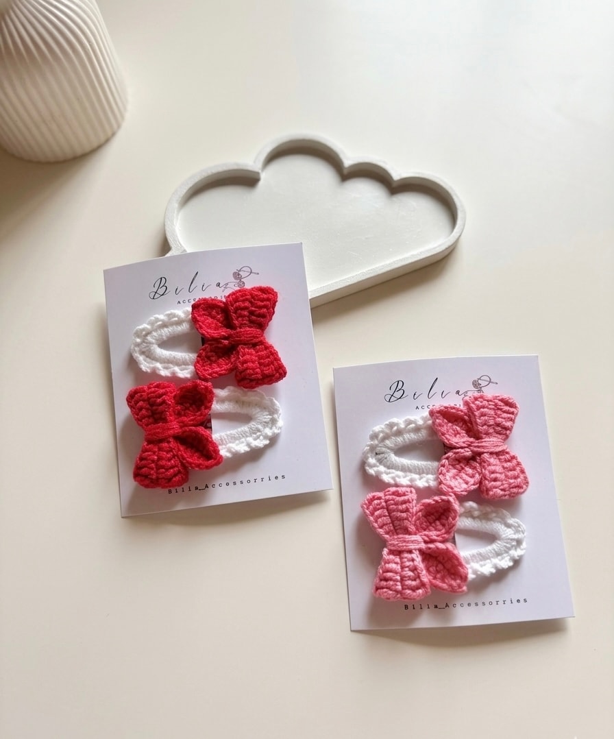 crochet bow snap clip