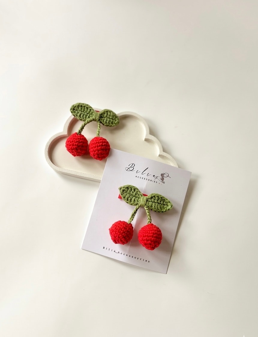 crochet cherry clip