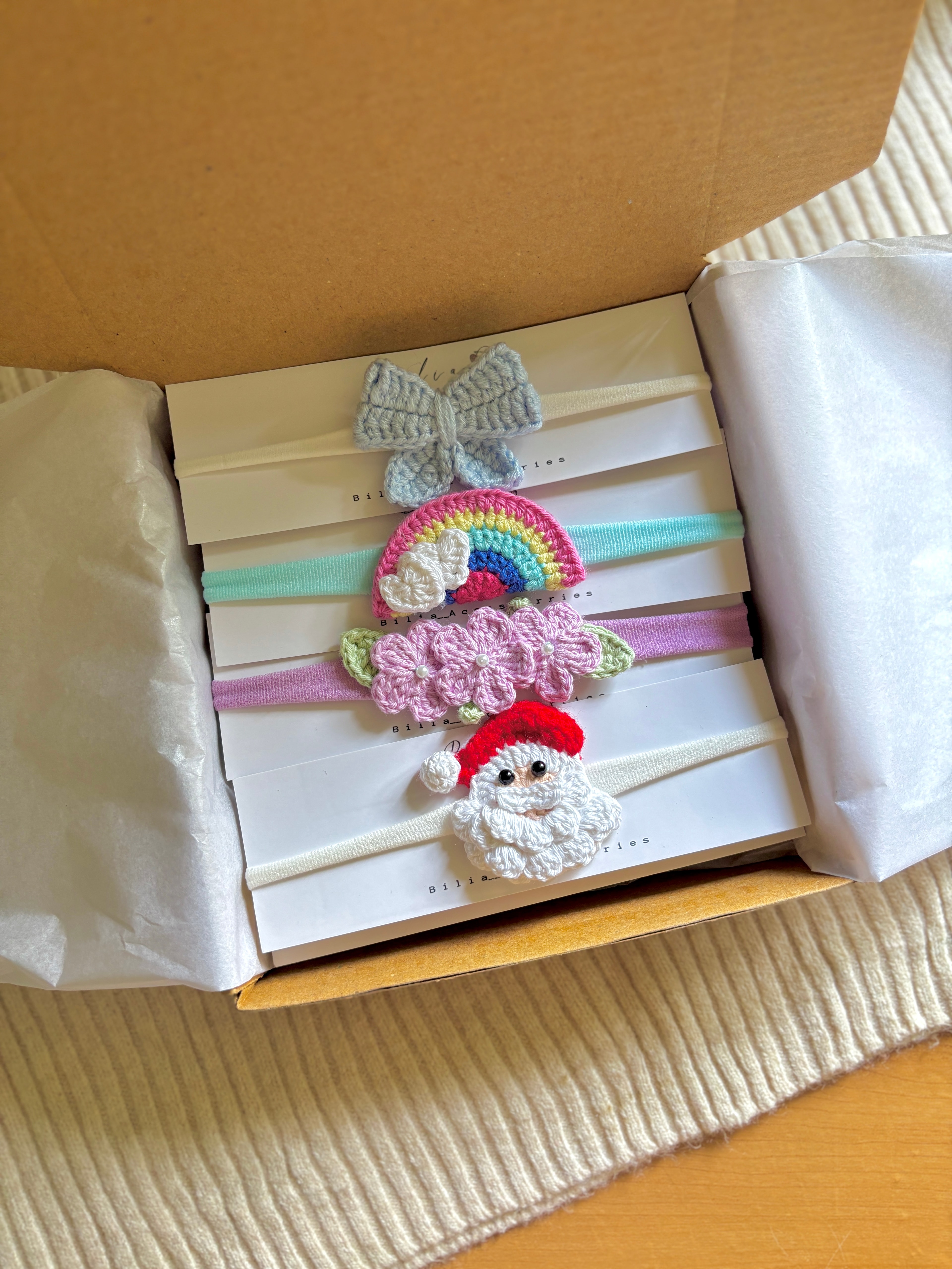 Santa rainbow headband set