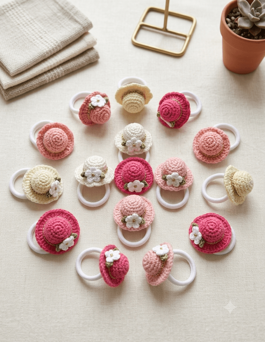 Crochet Hat hair Ties