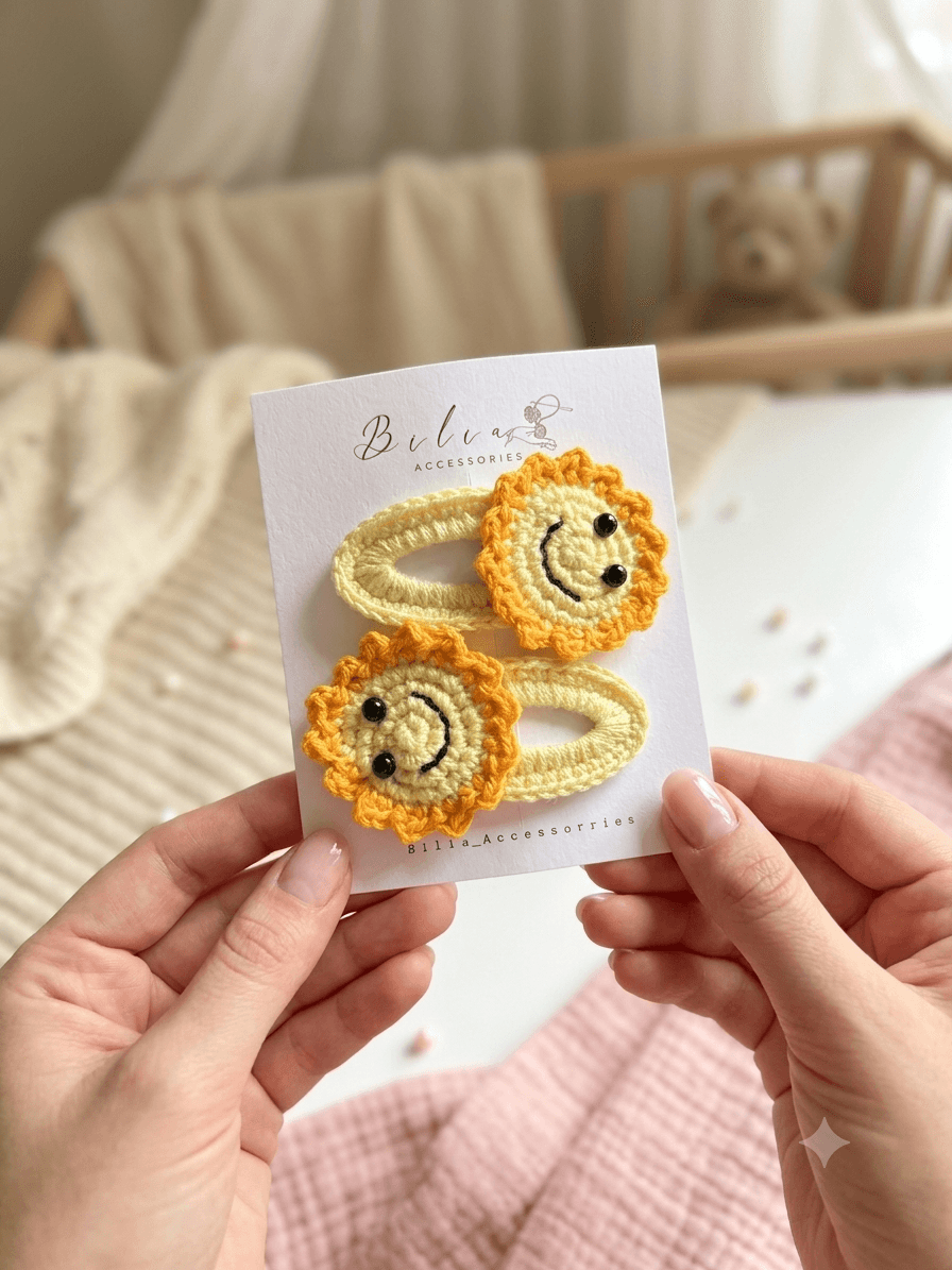Sunny Smile Crochet Hair Clips 