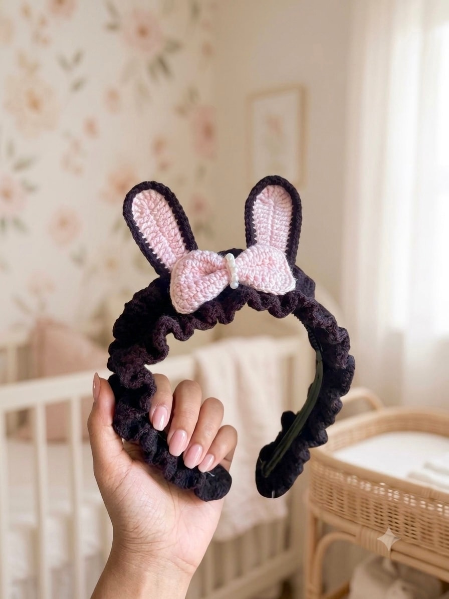 Midnight Bunny Ruffle Headband